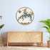 Large round wooden wall art map of Table Rock Lake Missouri in modern living room